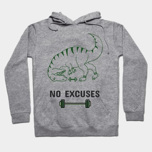 No Excuses - Gym Dinosaur Hoodie by TrendyShopTH
